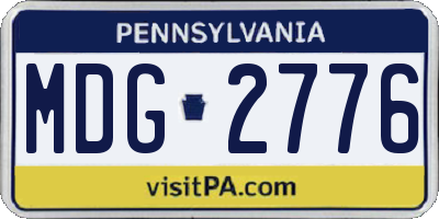 PA license plate MDG2776