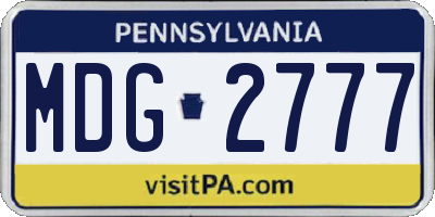 PA license plate MDG2777