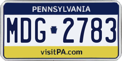 PA license plate MDG2783