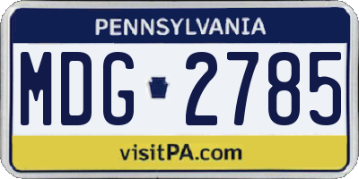 PA license plate MDG2785