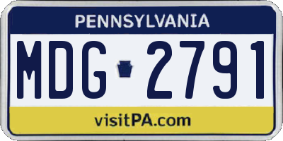 PA license plate MDG2791