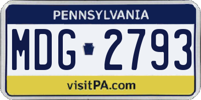 PA license plate MDG2793