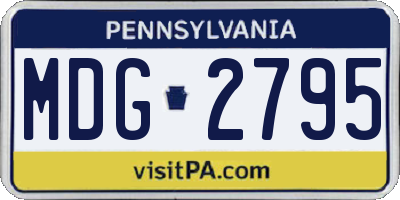 PA license plate MDG2795