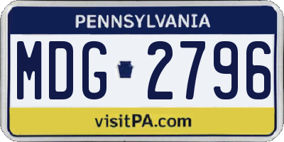 PA license plate MDG2796