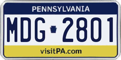 PA license plate MDG2801