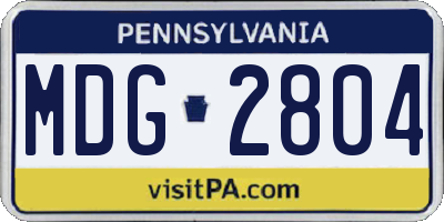 PA license plate MDG2804
