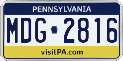 PA license plate MDG2816