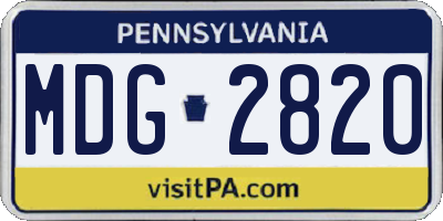PA license plate MDG2820