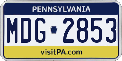 PA license plate MDG2853