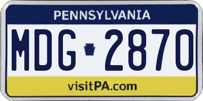 PA license plate MDG2870