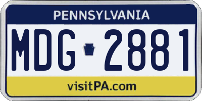 PA license plate MDG2881
