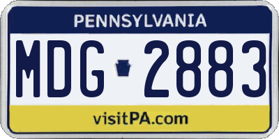 PA license plate MDG2883