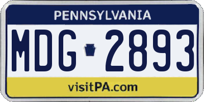 PA license plate MDG2893