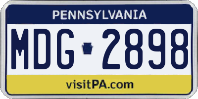 PA license plate MDG2898