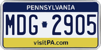 PA license plate MDG2905