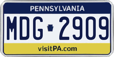 PA license plate MDG2909