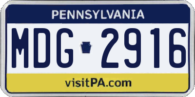 PA license plate MDG2916