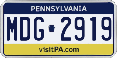 PA license plate MDG2919