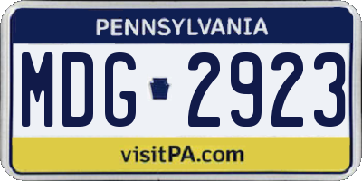 PA license plate MDG2923