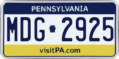 PA license plate MDG2925