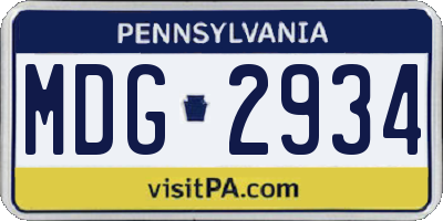 PA license plate MDG2934