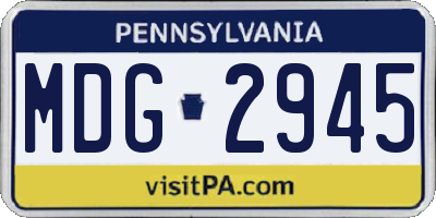 PA license plate MDG2945