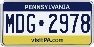 PA license plate MDG2978