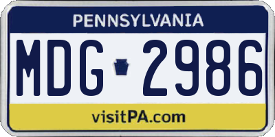 PA license plate MDG2986