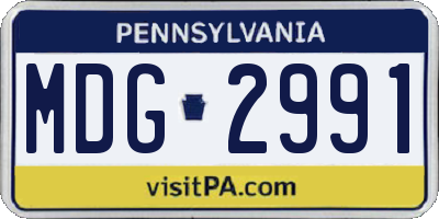 PA license plate MDG2991