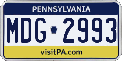 PA license plate MDG2993