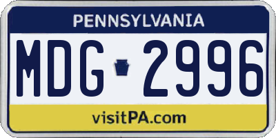 PA license plate MDG2996