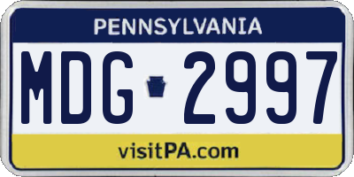 PA license plate MDG2997