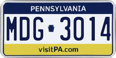 PA license plate MDG3014