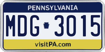 PA license plate MDG3015
