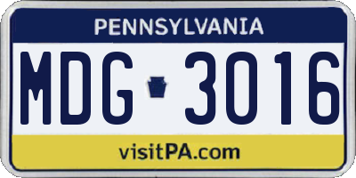 PA license plate MDG3016