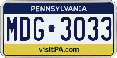 PA license plate MDG3033