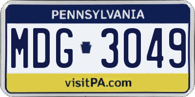 PA license plate MDG3049