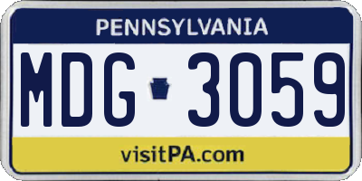 PA license plate MDG3059