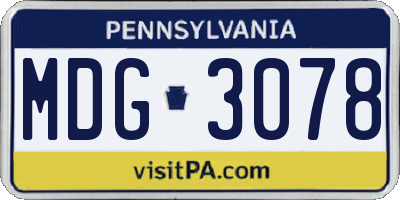 PA license plate MDG3078