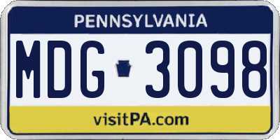 PA license plate MDG3098