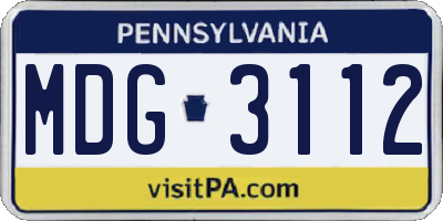 PA license plate MDG3112