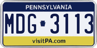 PA license plate MDG3113