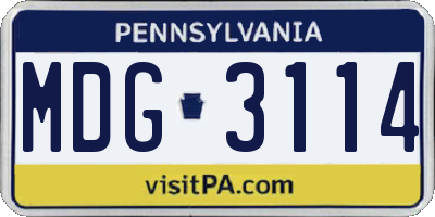PA license plate MDG3114