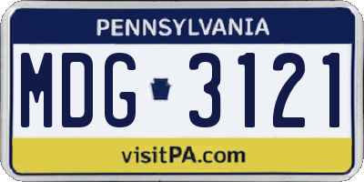 PA license plate MDG3121