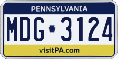 PA license plate MDG3124