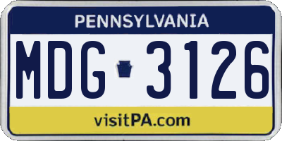 PA license plate MDG3126