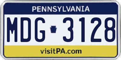 PA license plate MDG3128