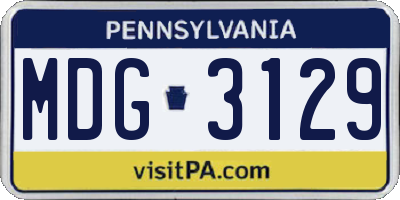 PA license plate MDG3129