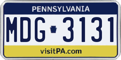PA license plate MDG3131