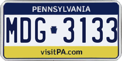 PA license plate MDG3133